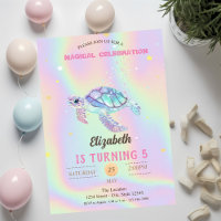 Glitter Turtle Summer Holographic Birthday