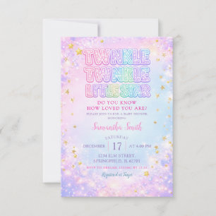 Glitter Twinkle Twinkle Little Star Baby Shower Invitation