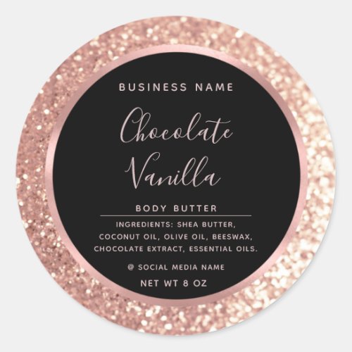  Glitter typography circle foil rose gold frame  C Classic Round Sticker