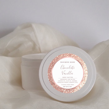 Glitter Typography Circle Foil Rose Gold Frame  Classic Round Sticker by Makidzona at Zazzle