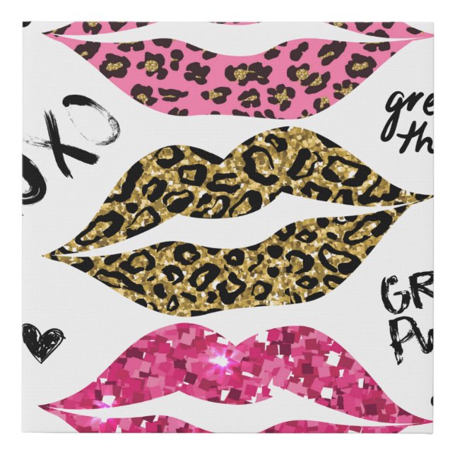 Glitter typography print with lips pattern (Front)