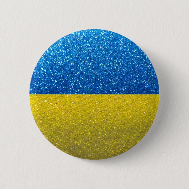 Glitter Ukrainian Flag of Ukraine Fashion Stylish  Button (Front)