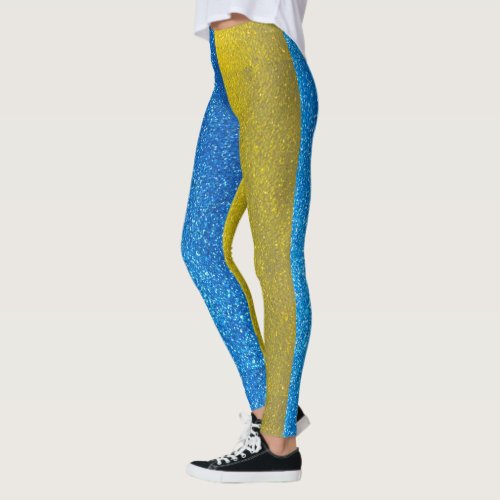 Glitter Ukrainian Flag of Ukraine Fashion Stylish  Leggings