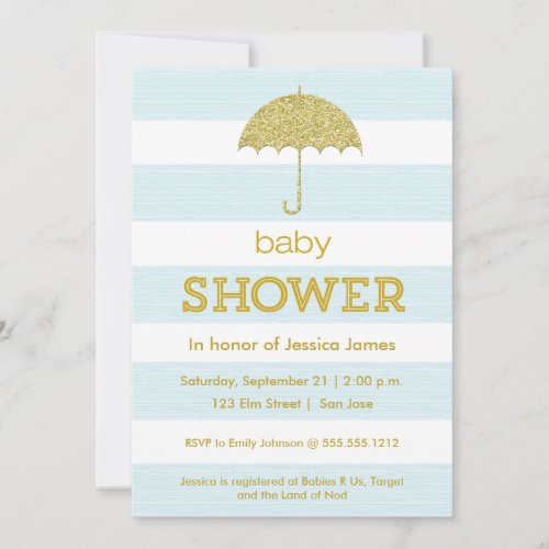 Glitter umbrella baby shower invitation