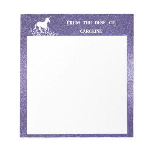 Glitter Unicorn and Stars Purple Notepad