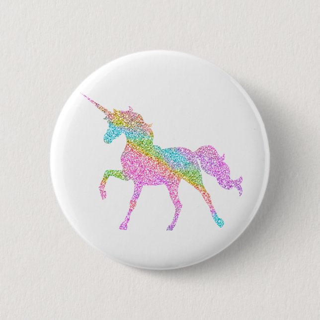 Glitter Unicorn Badge Button (Front)
