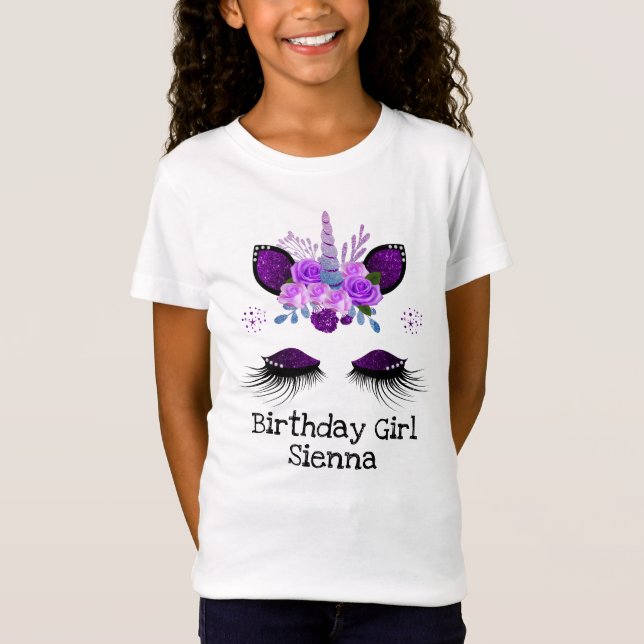 Glitter Unicorn Birthday Girl Shirt (Front)