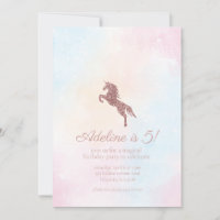 Glitter Unicorn Girl Birthday Party Invitation