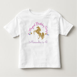Glitter Unicorn Magical Girl Birthday T-Shirt