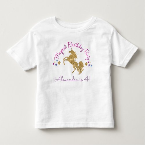 Glitter Unicorn Magical Girl Birthday T_Shirt