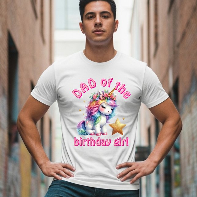 Glitter unicorn magical girls age birthday Dad T-Shirt (Creator Uploaded)