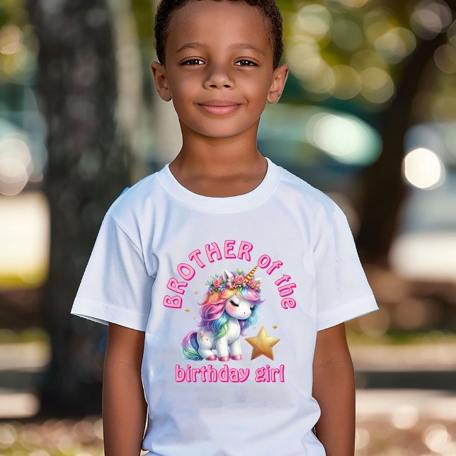 Glitter unicorn magical  girls birthday brother T-Shirt (Creator Uploaded)