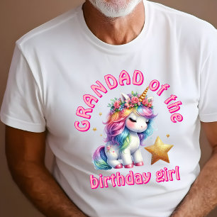 Glitter unicorn magical girls birthday Grandad T-Shirt