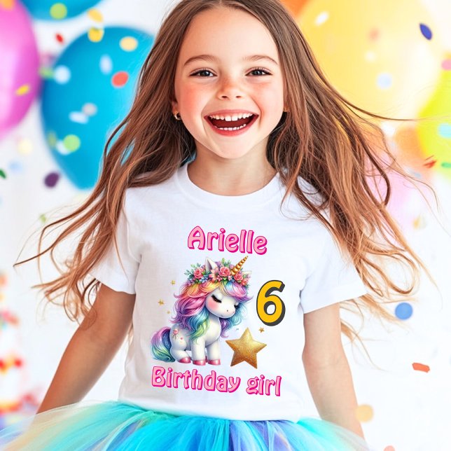 Glitter unicorn magical star girls age birthday T-Shirt (Creator Uploaded)