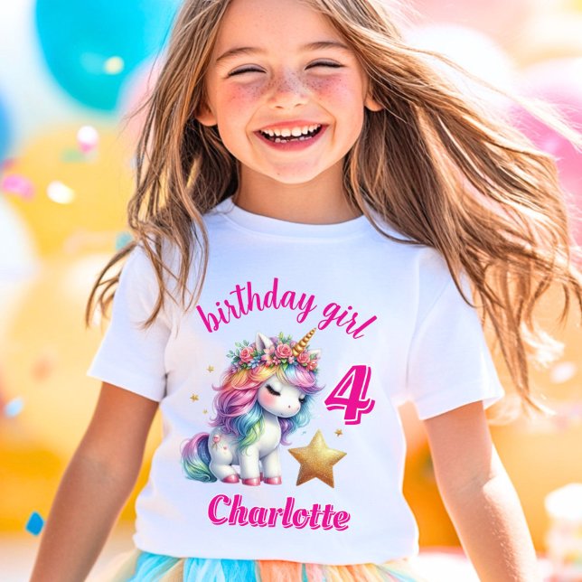 Glitter unicorn magical star Girls birthday T-Shirt (Creator Uploaded)