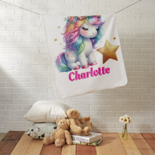 Glitter unicorn magical star white baby blanket
