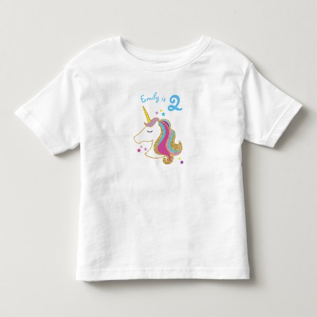 Glitter Unicorn MagicalGirl Birthday T-Shirt (Front)