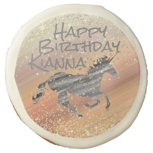 Glitter Unicorn Personalized Birthday           Sugar Cookie