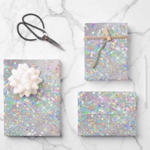 Glitter unicorn rainbow confetti gitter girls chic wrapping paper sheets