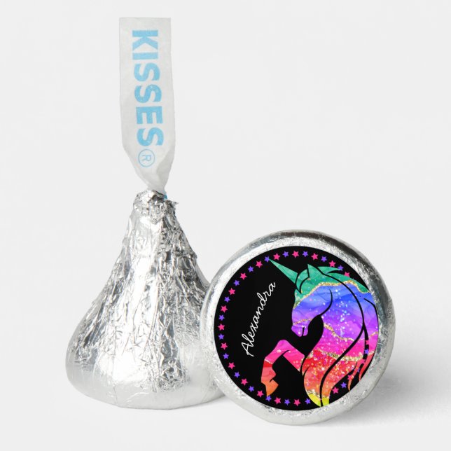 Glitter Unicorn Rainbow w/ First Name Birthday Hershey®'s Kisses® (Front)