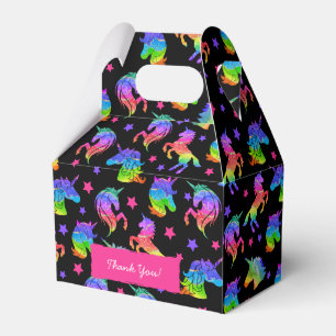 Glitter Unicorn Rainbow with First Name Birthday Favor Boxes