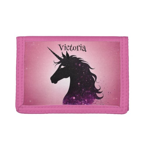 Glitter Unicorn Silhouette  Trifold Wallet