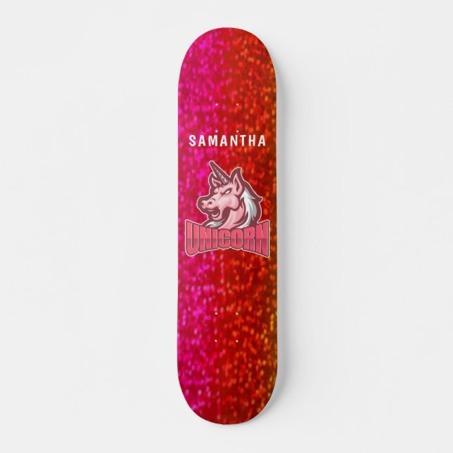 Glitter Unicorn  Skateboard (Front)