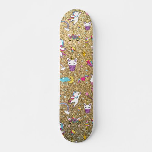 Glitter unicorn skateboard