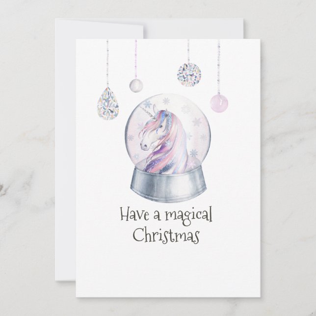 Glitter Unicorn Winter Holiday Photo Collage (Front)