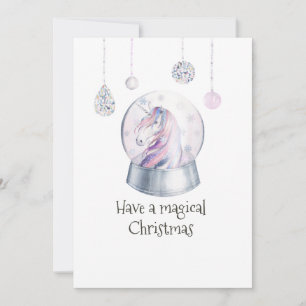 Glitter Unicorn Winter Holiday Photo Collage Card