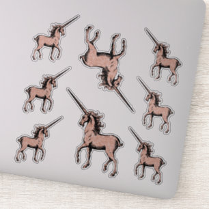 Glitter Unicorns Trendy Rose Gold Contour Sticker