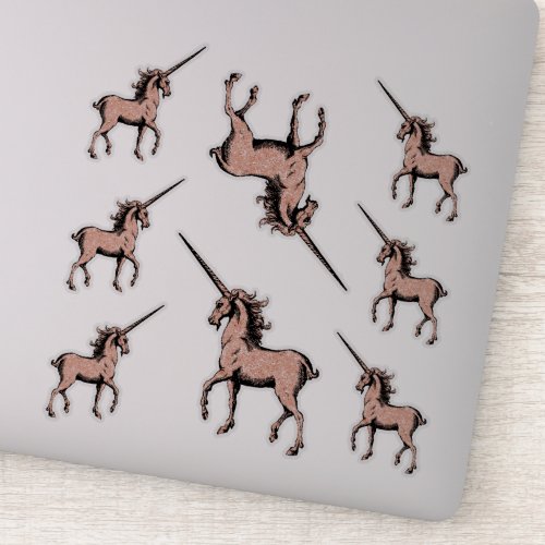 Glitter Unicorns Trendy Rose Gold Contour Sticker