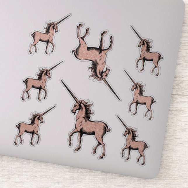 Glitter Unicorns Trendy Rose Gold Contour Sticker (Detail)