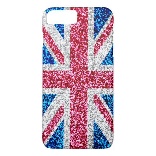 Glitter Union Jack UK British Flag iPhone 8 Plus7 Plus Case
