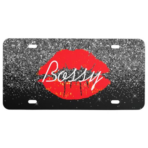 Glitter Universe Girl Lips Red License Plate