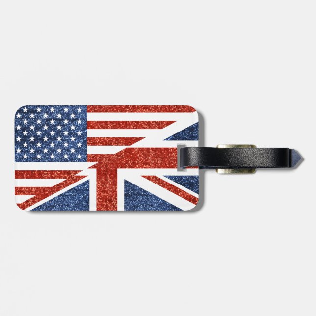 glitter usa uk luggage tag (Back Horizontal)