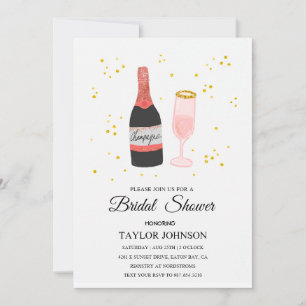 Glitter vino champagne - bridal shower invitation