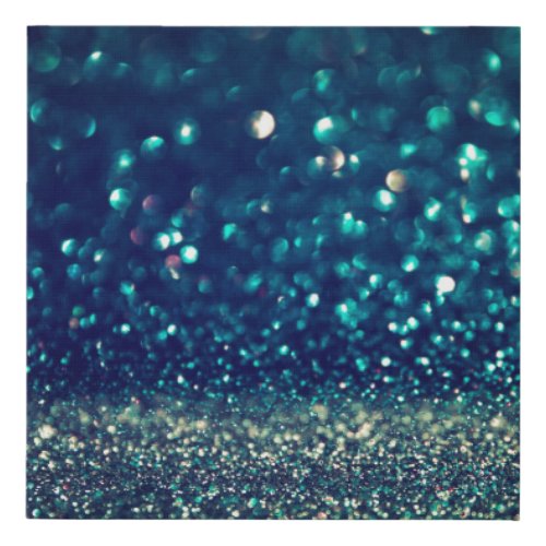 glitter vintage lights background gold silver b faux canvas print