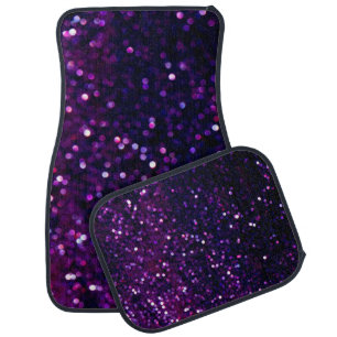 Glitter vintage lights background. purple and blac car floor mat