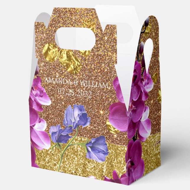 Glitter Violets Modern Wedding Favor Box (Opened)