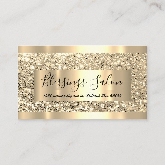 Glitter VIP Gold Frame Event Planner Luminous Busi Business Card (Front)