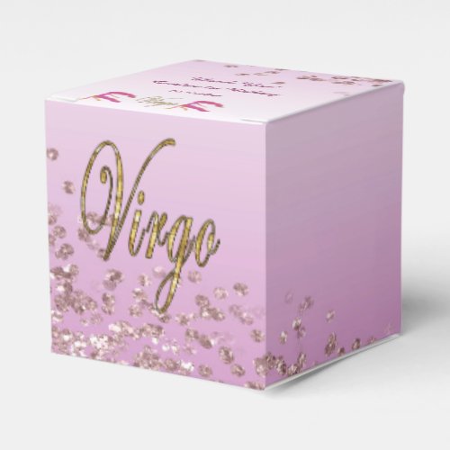 Glitter Virgo  Rose Gold Glitter Birthday Favor Boxes