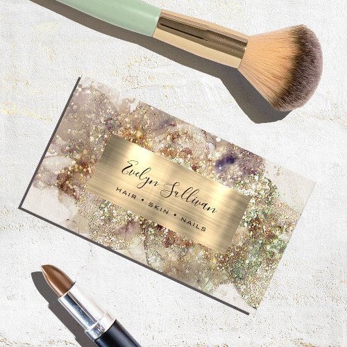 Glitter Watercolor and Foil Business Card