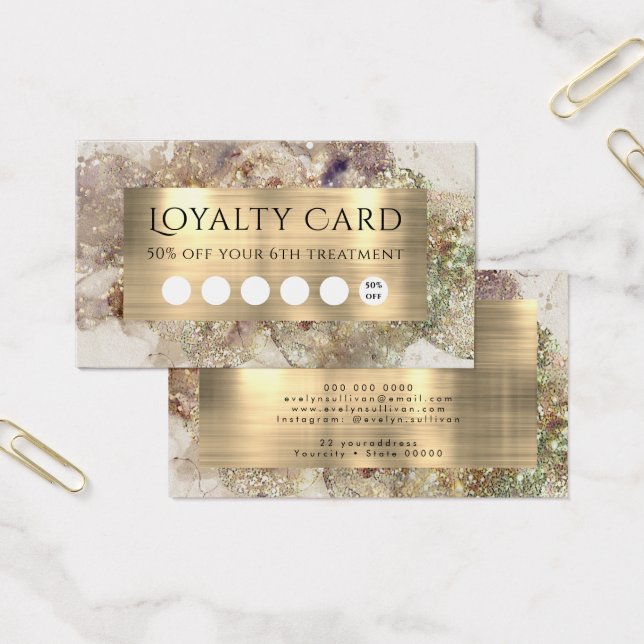 Glitter Watercolor and Foil Loyalty Card (Office)