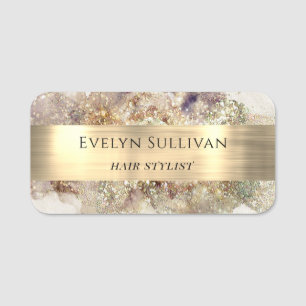 Glitter Watercolor and Foil Name Tag
