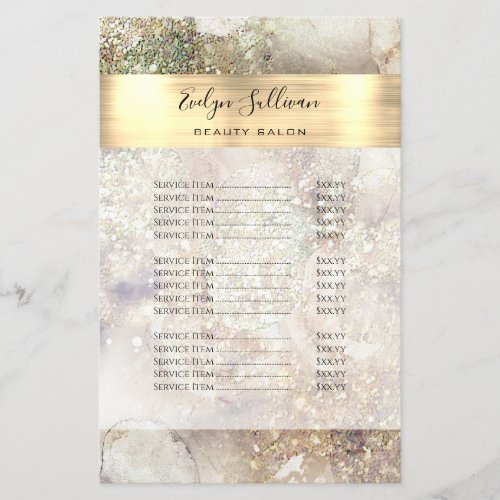 Glitter Watercolor and Foil Price List Flyer