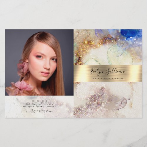 Glitter watercolor and gold foil bifold brochure