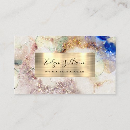 Glitter Watercolor and Gold Foil Business Card