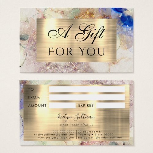 Glitter watercolor and Gold Foil Gift Card