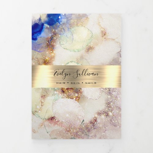 Glitter Watercolor and Gold Foil Trifold Brochure